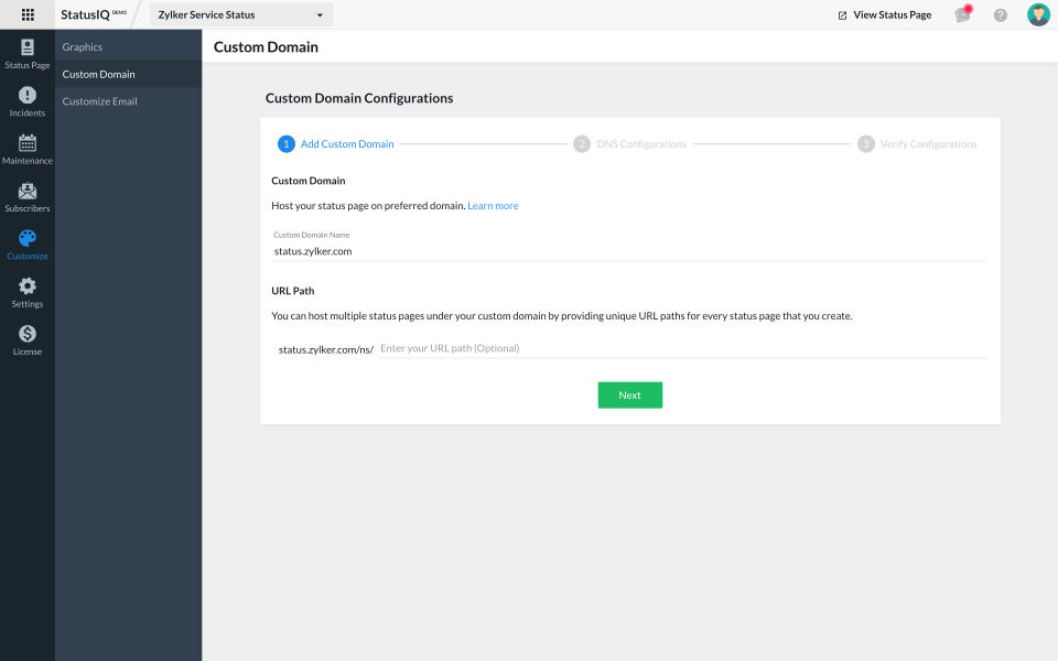 screenshot of Site24x7 StatusIQ